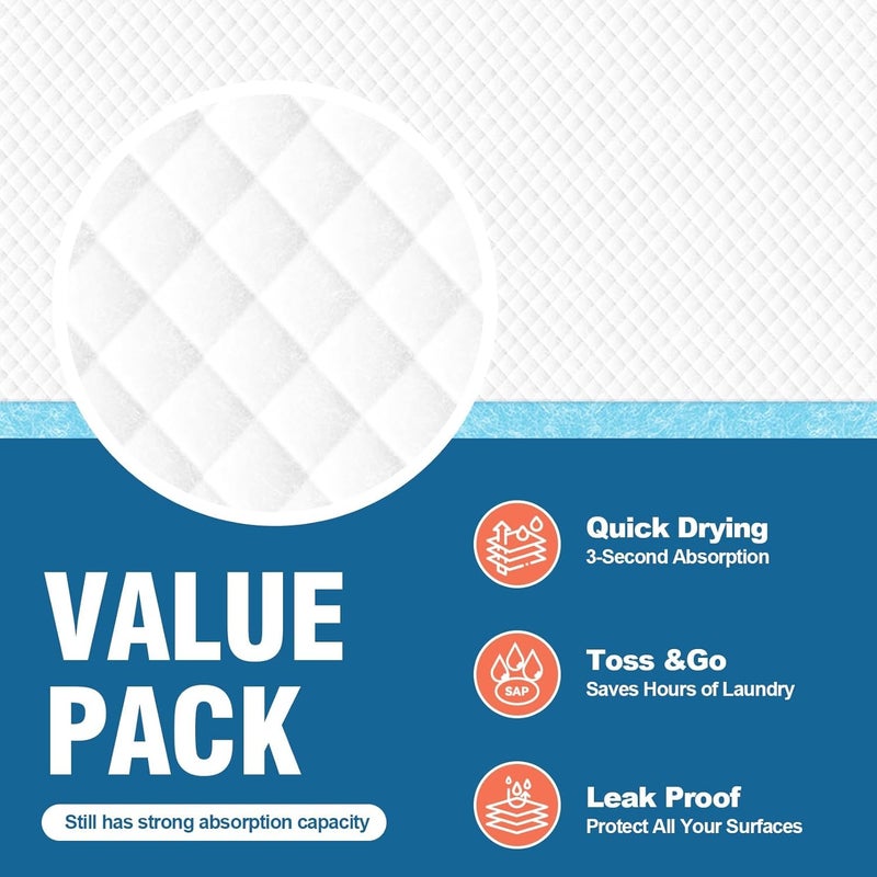 MILDPLUS 50 Count Disposable Bed Pads 30''X36'' Super Absorbent Underpads, Disposable Extra Large Chucks Pads Incontinence Pads for Adults and Kids, Dog Training Pads - Image 4